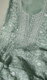 Load image into Gallery viewer, Women's Lakhnavi Handcrafted Mul Chanderi Semi - Stitched Kurta And Dupatta Set - HONC0200719