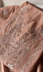 Load image into Gallery viewer, Women's Lakhnavi Handcrafted Chanderi  Silk Semi - Stitched Kurta And Dupatta Set- HONC0273154