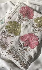 Load image into Gallery viewer, Women's Lucknowi Handcrafted Viscose Georgette Semi - Stitched Chikankari Kurta and Dupatta Set- HONC0312913