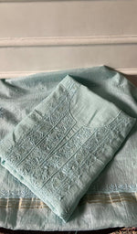 Load image into Gallery viewer, Women's Lakhnavi Handcrafted Mul Chanderi Unstitched Chikankari Full Suit Material - HONC0345045