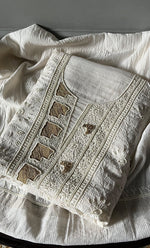 Load image into Gallery viewer, Women's Lakhnavi Handcrafted Maheshwari Mul Chanderi Unstitched Kurta And Dupatta Set- HONC0286816