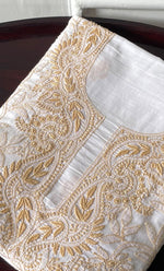 Load image into Gallery viewer, Women's Lakhnavi Handcrafted Cotton Chikankari Unstitched Kurti Fabric - HONC0318058
