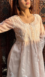 Load image into Gallery viewer, Women's Lakhnavi Handcrafted Chanderi Silk Chikankari Top - HONC0261128