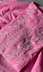 Load image into Gallery viewer, Women's Lakhnavi Handcrafted Linen Cotton Semi -Stitched Anarkali And Dupatta Set - HONC0273157