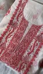 Load image into Gallery viewer, Women's Lakhnavi Handcrafted Mul Chanderi Unstitched Kurta And Dupatta Set - HONCO278129