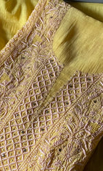 Load image into Gallery viewer, Women's Lakhnavi Handcrafted Mul Chanderi Semi - Stitched Anarkali And Dupatta Set - HONC0296488