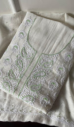 Load image into Gallery viewer, Women's Lakhnavi Handcrafted Mul Chanderi Unstitched Kurta And Dupatta Set - HONC0267974