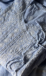 Load image into Gallery viewer, Women's Lakhnavi Handcrafted Mul Chanderi Semi - Stitched Kurta And Dupatta Set - HONC0304299