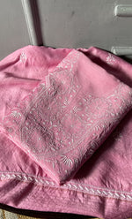 Load image into Gallery viewer, Women's Lakhnavi Handcrafted Munga Silk Chikankari Kurta And Dupatta Set- HONC0278049