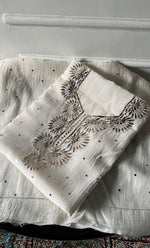 Load image into Gallery viewer, Women's Lakhnavi Handcrafted Mul Chanderi Unstitched Kurta And Dupatta Set- HONC0338724