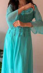 Load image into Gallery viewer, Aadab Women's Lucknowi Handcrafted Faux-Georgette Chikankari Anarkali Dress - HONC038933