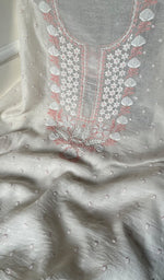 Load image into Gallery viewer, Junoon Women's Lakhnavi Handcrafted Mul Chanderi Unstitched Kurta And Dupatta Set - HONC0266445