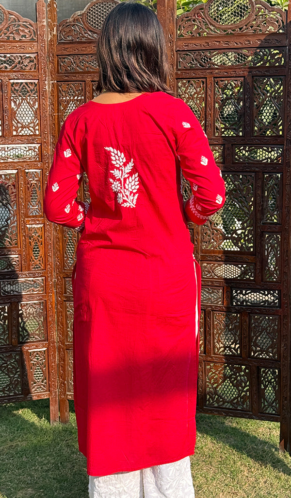 Women's Lakhnavi Handcrafted Cotton Chikankari Kurti - HONC0268624