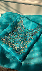 将图像加载到图库查看器中, Marifa Women's Lakhnavi Handcrafted Pure Organza Chikankari Unstitched Kurta And Dupatta Set- HONC0292531