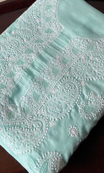 将图像加载到图库查看器中, Women's Lakhnavi Handcrafted Cotton Chikankari Unstitched Kurti Fabric - HONC0318474