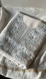 Load image into Gallery viewer, Irum Women's Lakhnavi Handcrafted Mul Chanderi Unstitched Kurta And Dupatta Set - HONC0297196