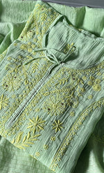 Load image into Gallery viewer, Women's Lakhnavi Handcrafted Mul Chanderi Semi - Stitched Anarkali And Dupatta Set - HONC0282400