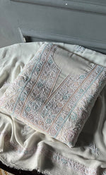 Load image into Gallery viewer, Women's Lakhnavi Handcrafted Pure Silk Georgette Chikankari Kurta And Dupatta Set- HONC0241825