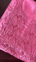 将图像加载到图库查看器中, Women's Lakhnavi Handcrafted Tussar Silk Chikankari Unstitched Kurti Fabric - HONC0255933