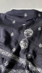 Load image into Gallery viewer, Women's Lakhnavi Handcrafted Mul Chanderi Unstitched Chikankari Full Suit Material - HONC0374241
