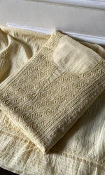 Load image into Gallery viewer, Women's Lakhnavi Handcrafted Maheshwari Mul Chanderi Unstitched Kurta And Dupatta Set- HONC0273017