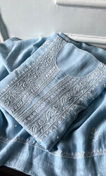 Load image into Gallery viewer, Women's Lakhnavi Handcrafted Unstitched Mul Chanderi Kurta And Dupatta Set - HONC0322456