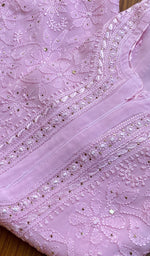 将图像加载到图库查看器中, Women's Lakhnavi Handcrafted Viscose Georgette Chikankari Kurti - HONC0204840