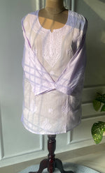 Load image into Gallery viewer, Women's Lakhnavi Handcrafted Cotton Chikankari Top - HONC0214059