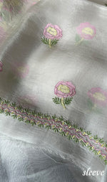 Load image into Gallery viewer, Women's Lakhnavi Handcrafted Pure Organza Chikankari Unstitched Kurta And Dupatta Set - HONC0237727