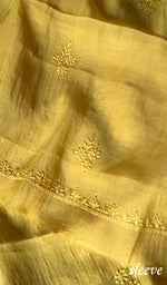 将图像加载到图库查看器中, Women's Lakhnavi Handcrafted Mul Chanderi Chikankari Unstitched Kurta Dupatta Set - HONC0235820