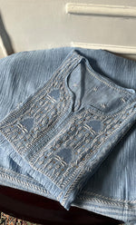 Load image into Gallery viewer, Women's Lakhnavi Handcrafted Mul Chanderi Semi - stitched Chikankari Full Suit Material - HONC0333494