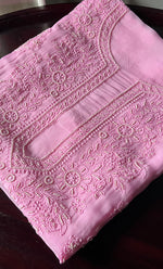 Load image into Gallery viewer, Women's Lakhnavi Handcrafted Organza Chikankari Unstitched Kurti Fabric - HONC0307143
