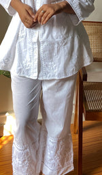 Load image into Gallery viewer, Women's Lakhnavi Handcrafted Cotton Chikankari Top And Palazzo Set - HONC0295332