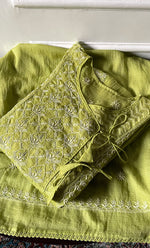 Load image into Gallery viewer, Naaz Women's Lucknowi Handcrafted Kota Chanderi Chikankari Semi Stitched Kurta And Dupatta Set - HONC0322002