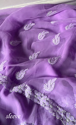 将图像加载到图库查看器中, Vamika Women's Lucknowi Handcrafted Faux-Georgette Unstitched Chikankari Suit Material - HONC0330337