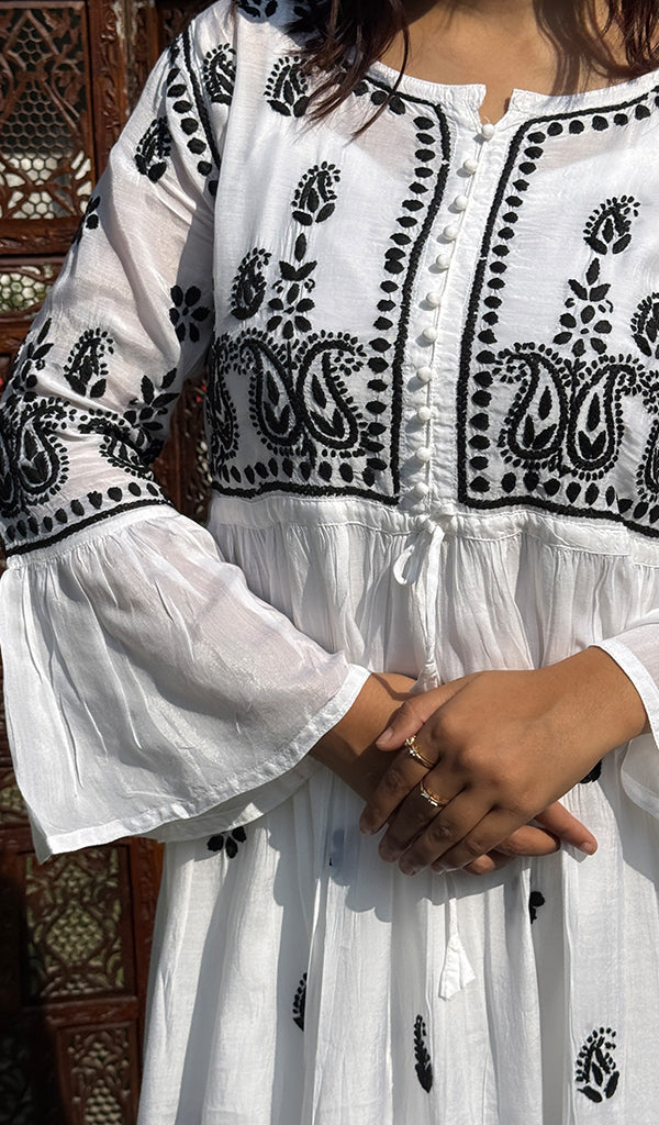 Women's Lakhnavi Handcrafted Muslin Chikankari Kurta And palazzo Set - HONC0229350