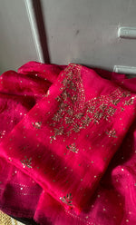 将图像加载到图库查看器中, Marifa Women's Lakhnavi Handcrafted Pure Organza Chikankari Unstitched Kurta And Dupatta Set- HONC0290692