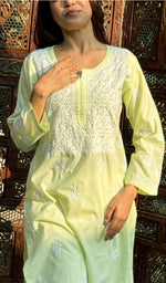Load image into Gallery viewer, Gulnaaz Women's Lucknowi Handcrafted Cotton Chikankari Kurti-HONC0148338