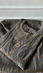 Load image into Gallery viewer, Women's Lakhnavi Handcrafted Chanderi Silk Semi - Stitched Anarkali And Dupatta Set - HONC0355014