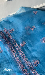 将图像加载到图库查看器中, Women's Lakhnavi Handcrafted Pure Organza Chikankari Unstitched Kurta And Dupatta Set - HONC0269932