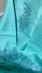 将图像加载到图库查看器中, Lakhnavi 手工制作的 Munga 丝绸 Chikankari Kurta 和 Dupatta 套装 - HONC0107590
