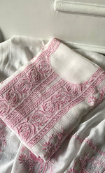 将图像加载到图库查看器中, Women's Lakhnavi Handcrafted Unstitched Mul Chanderi Kurta And Dupatta Set - HONC0312096