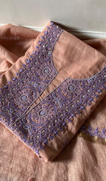 Load image into Gallery viewer, Women's Lakhnavi Handcrafted Mul Chanderi Chikankari Full Suit Material - HONC0287062