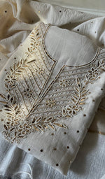 将图像加载到图库查看器中, Women's Lakhnavi Handcrafted Mul Chanderi Unstitched Kurta And Dupatta Set - HONC0295187