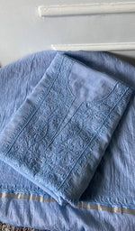 Load image into Gallery viewer, Women's Lakhnavi Handcrafted Mul Chanderi Unstitched Chikankari Full Suit Material - HONC0328110