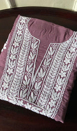将图像加载到图库查看器中, Simran Women's Lakhnavi Handcrafted Modal Cotton Chikankari Unstitched Kurti Fabric - HONC0261067