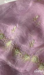 Load image into Gallery viewer, Women's Lakhnavi Handcrafted Pure Organza Chikankari Unstitched Kurta And Dupatta Set- HONC0348010