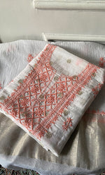 Load image into Gallery viewer, Women's Lakhnavi Handcrafted Mul Chanderi Unstitched Kurta And Dupatta Set- HONC0314072