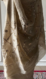 Load image into Gallery viewer, Women's Lakhnavi Handcrafted Munga Silk Chikankari Saree - HONC0353052