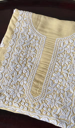 将图像加载到图库查看器中, Simran Women's Lakhnavi Handcrafted Modal Cotton Chikankari Unstitched Kurti Fabric - HONC0261079